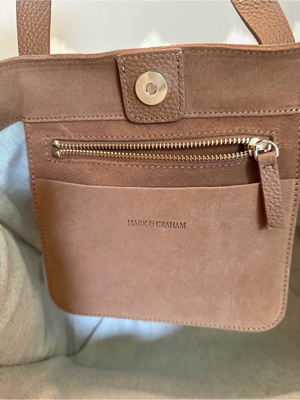 Mark & Graham Large Essential Suede Tote Bag, Chestnut - Picture 5 of 9
